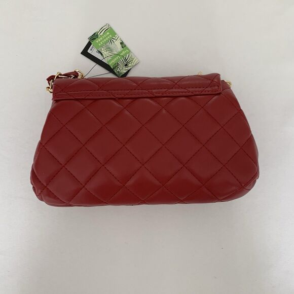 NWT Badgley Mischka Crossbody Bag Red Diamond Quilted Pearls Vegan Leather Glam - Picture 4 of 13